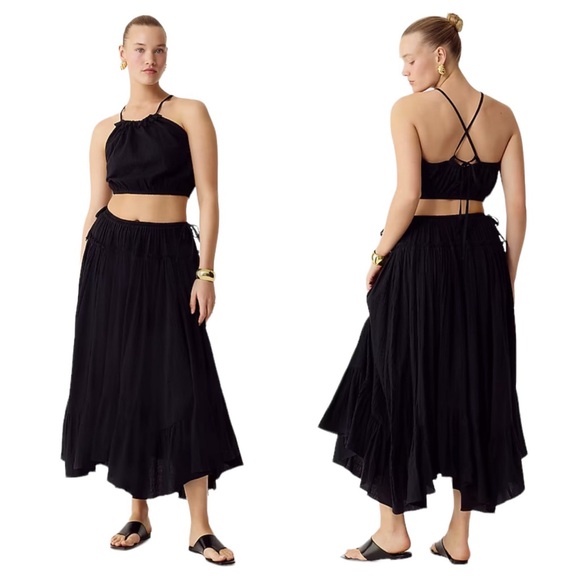 J Crew Airy Gauze Halter Top and Skirt Set in BlackSMALL